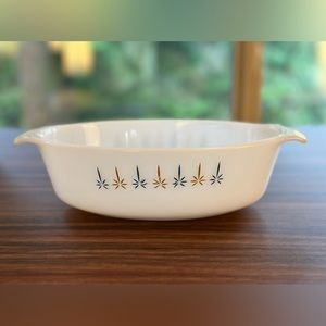 Vintage Fire King Anchor Hocking Candle Glow Patterned Oval Casserole Dish #433